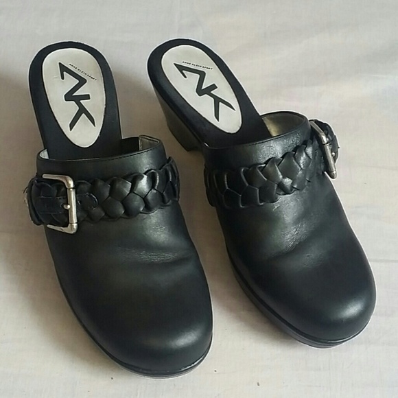 ANNE KLEIN SPORT Clogs Shoes 8 M Leather Heels - Picture 1 of 8